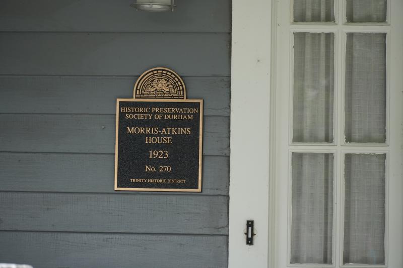 Picture of Preservation Durham Plaque on the Morris-Atkins House