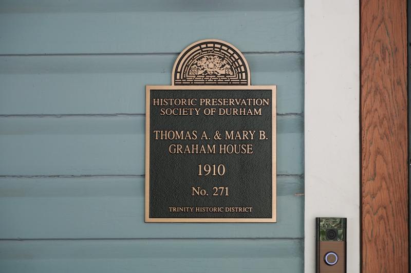 Picture of Preservation Durham Plaque on the Thomas A. and Mary B. Graham House