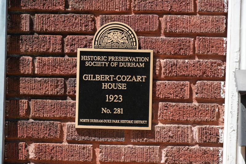 Picture of Preservation Durham Plaque on the Gilbert-Cozart House