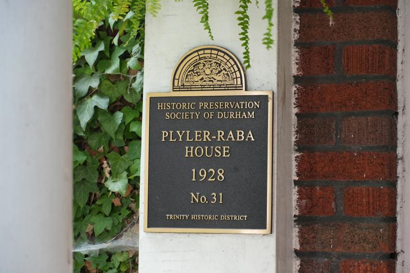 Picture of Preservation Durham Historic Plaque on the Plyer-Raba House