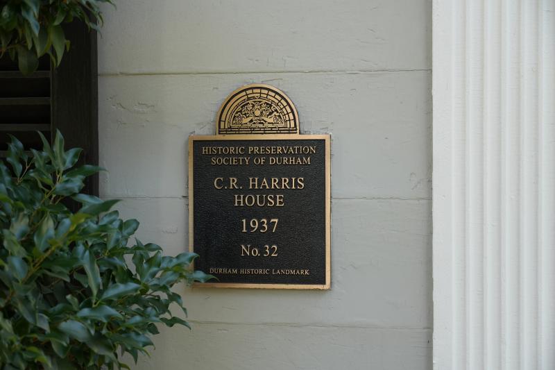 Picture of Preservation Durham Historic Plaque on the C.R. Harris House