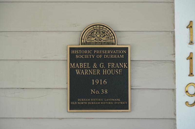 Picture of Preservation Durham Historic Plaque on the Mabel & G. Warner House