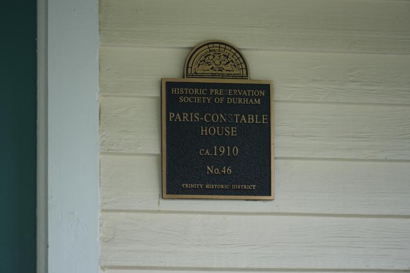Picture of Preservation Durham Plaque on the Paris-Constable House