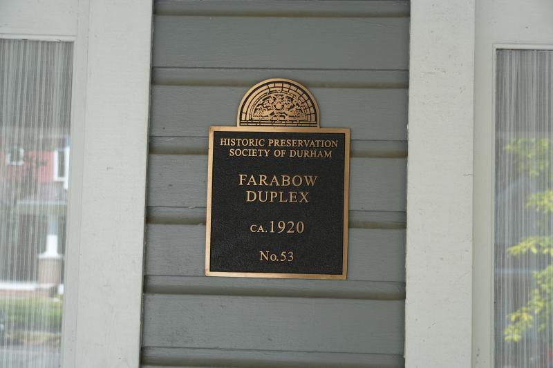 Picture of Preservation Durham Plaque on the Farabow Duplex