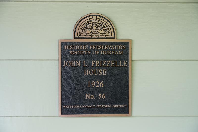 Picture of Preservation Durham Plaque on the John L. Frizzelle House