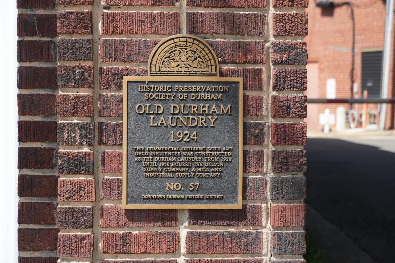 Picture of Preservation Durham Plaque on the Old Durham Laundry