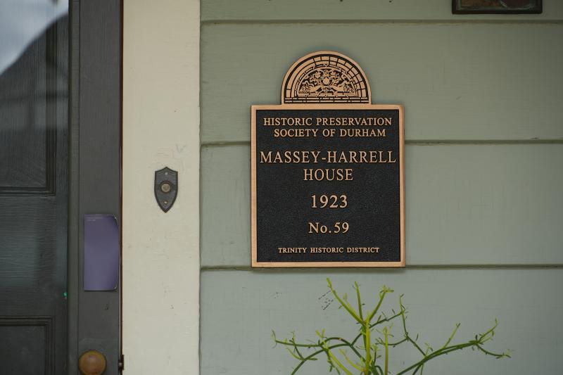 Picture of Preservation Durham Plaque on the Massey-Harrell House