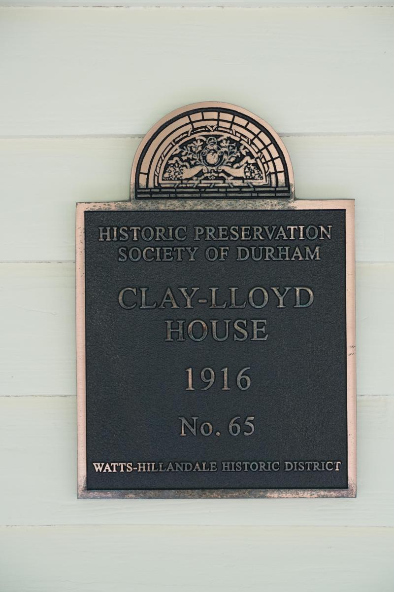 Picture of Preservation Durham Plaque on the Clay-Lloyd House 