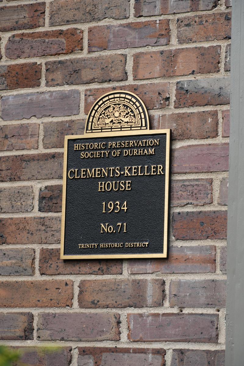Picture of Preservation Durham Plaque on the Clements-Keller House