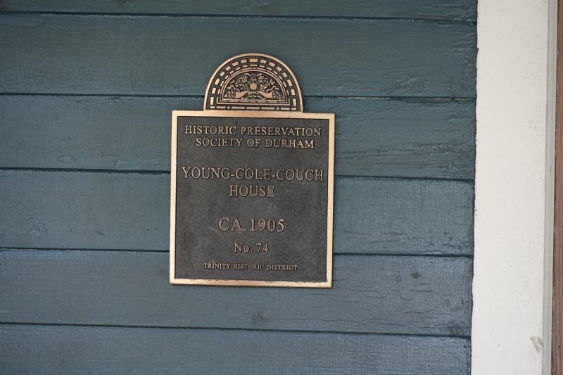 Picture of Preservation Durham Plaque on the Young-Cole-Couch House