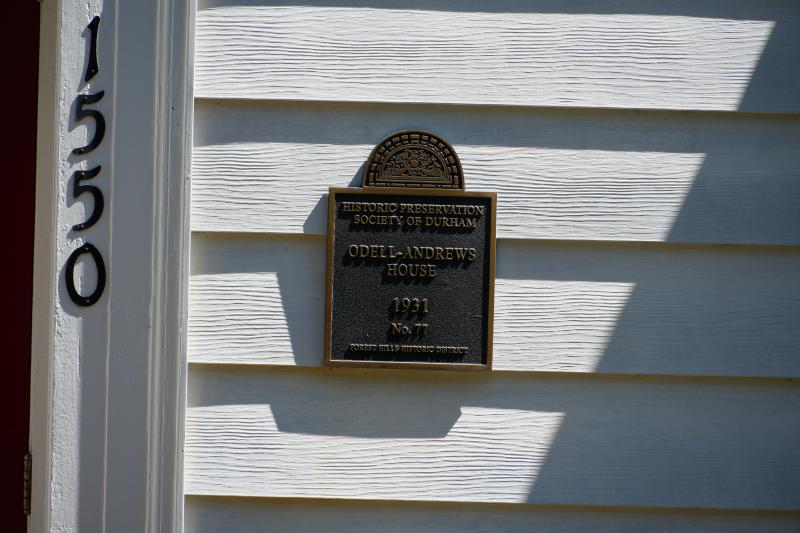 Picture of Preservation Durham Plaque on the Odell-Andrews House