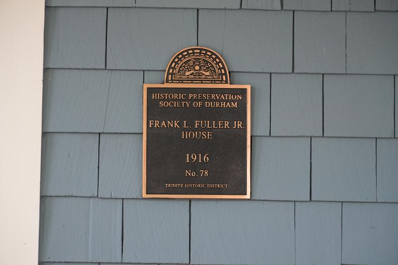 Picture of Preservation Durham Plaque on the Frank L. Fuller House
