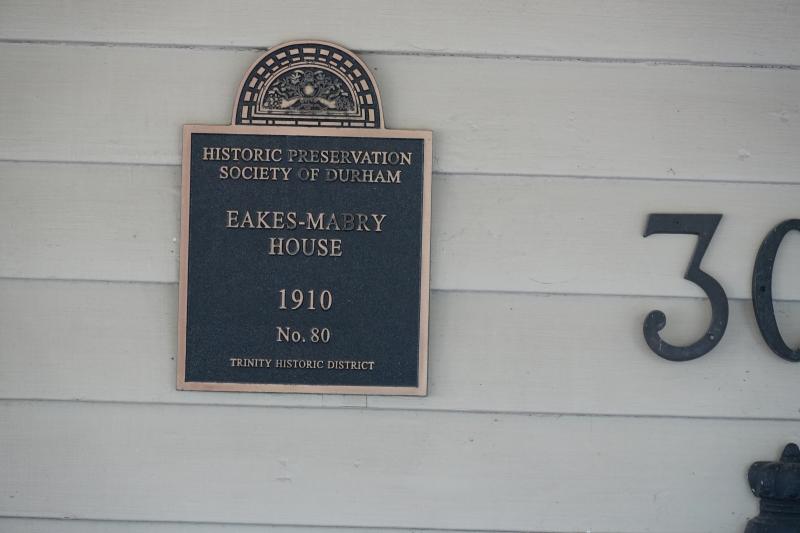  Picture of Preservation Durham Plaque on the Eakes Mabry House