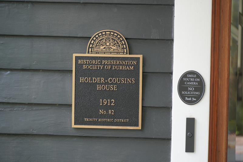 Picture of Preservation Durham Plaque on the Holder-Cousins House