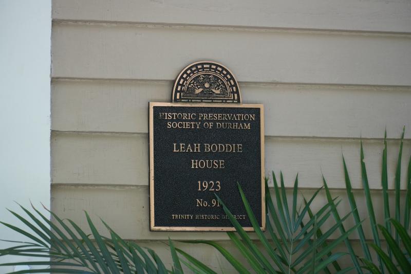 Picture of Preservation Durham Plaque on the Leah Boddie House