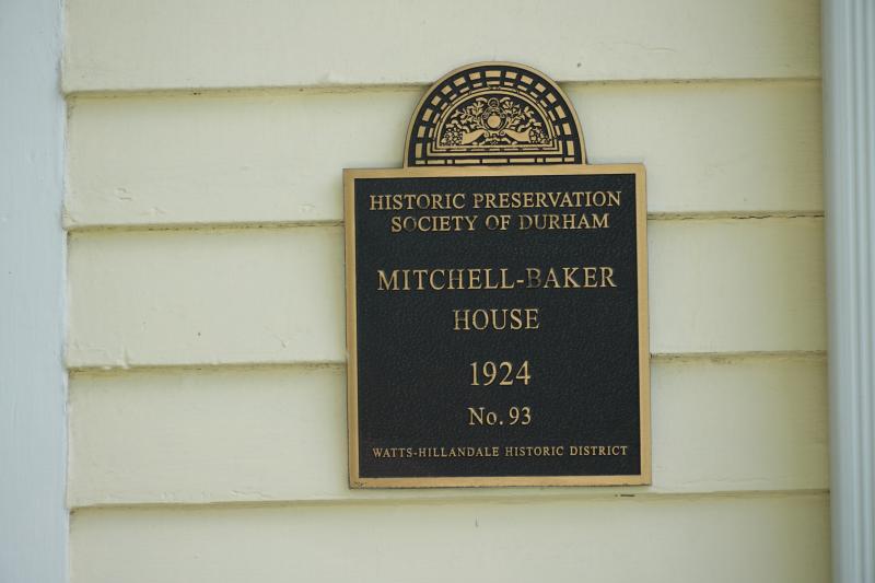 Picture of Preservation Durham Plaque on the Mitchell-Baker House