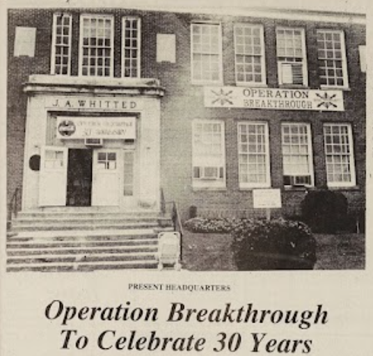 A news clipping commemorating the 30-year anniversary of Operation Breakthrough (The Carolina Times) - October 22, 1994.