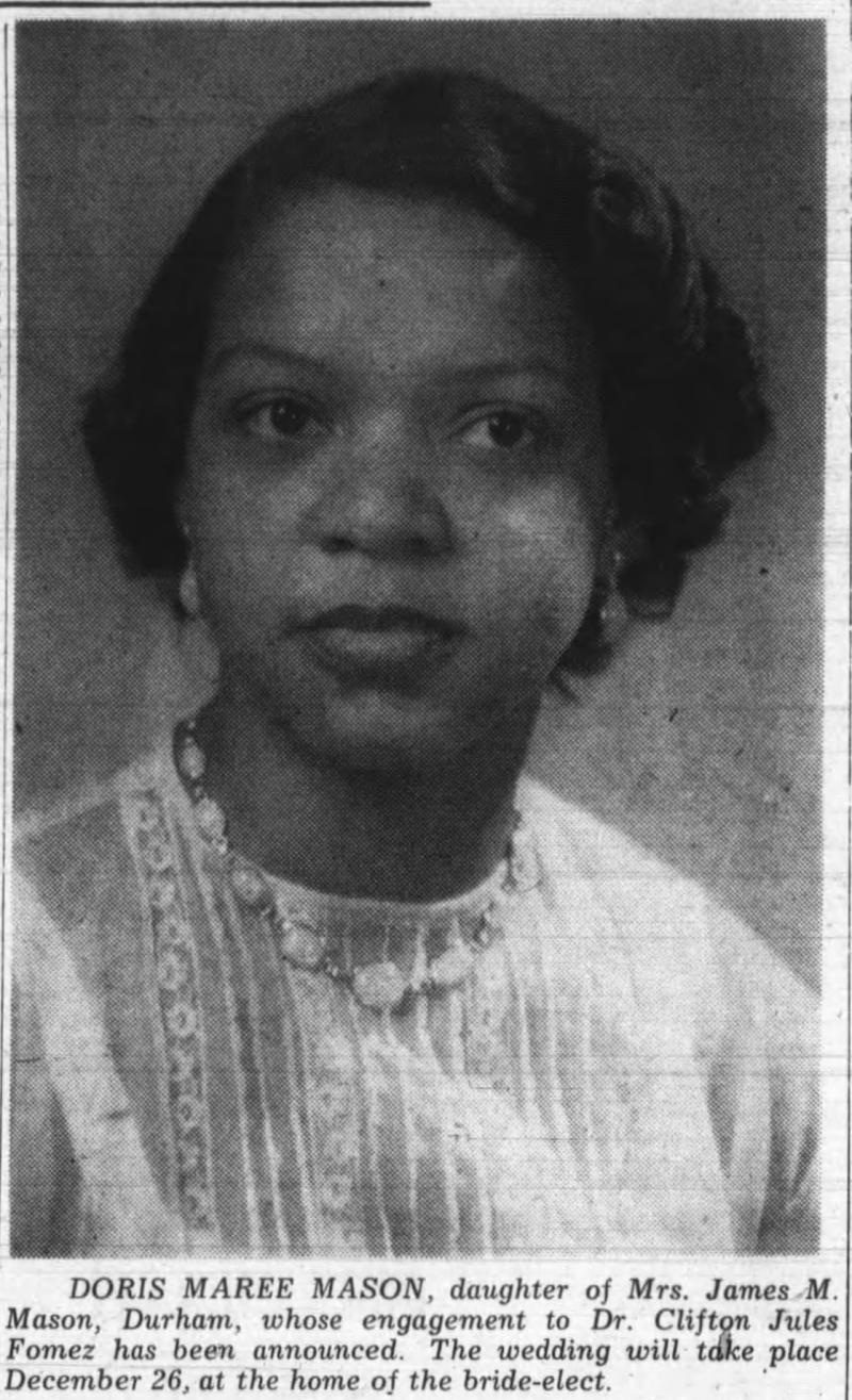 Doris Mason Marriage Announcement with Photograph of Doris