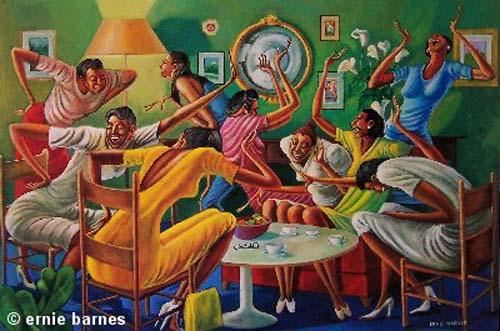 Ernie Barnes The Palace Barber Shop Artist Signed Lithograph African  American Fine Art