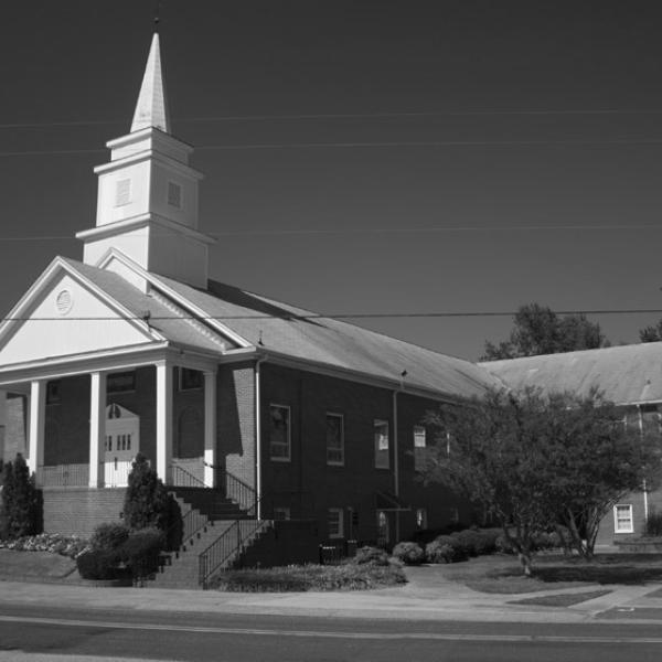 Black-and-white photo of Gorman Baptist Church, 2010
