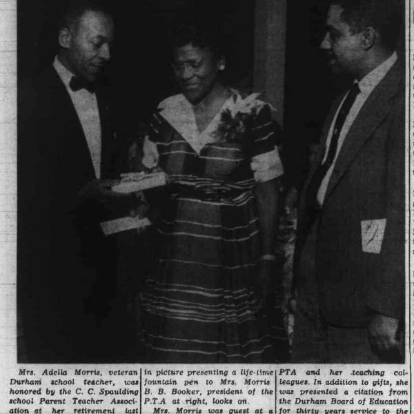 Newspaper article about Adella Wells Morrison honored for teaching