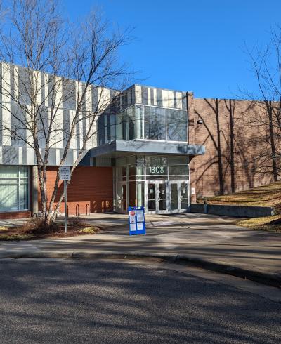 South-facing entrance of Walltown Park Recreation Center, January 2023