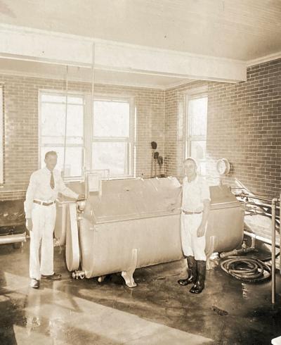 Durham Dairy 1930’s, James Henry Smith is on the right
