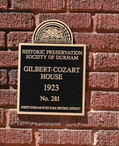 Picture of Preservation Durham Plaque on the Gilbert-Cozart House